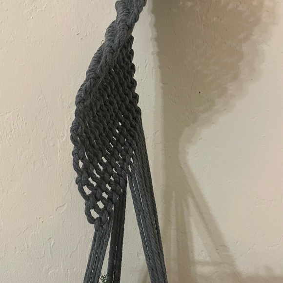 Dark grey macrame plant hanger US made - Picture 3 of 5